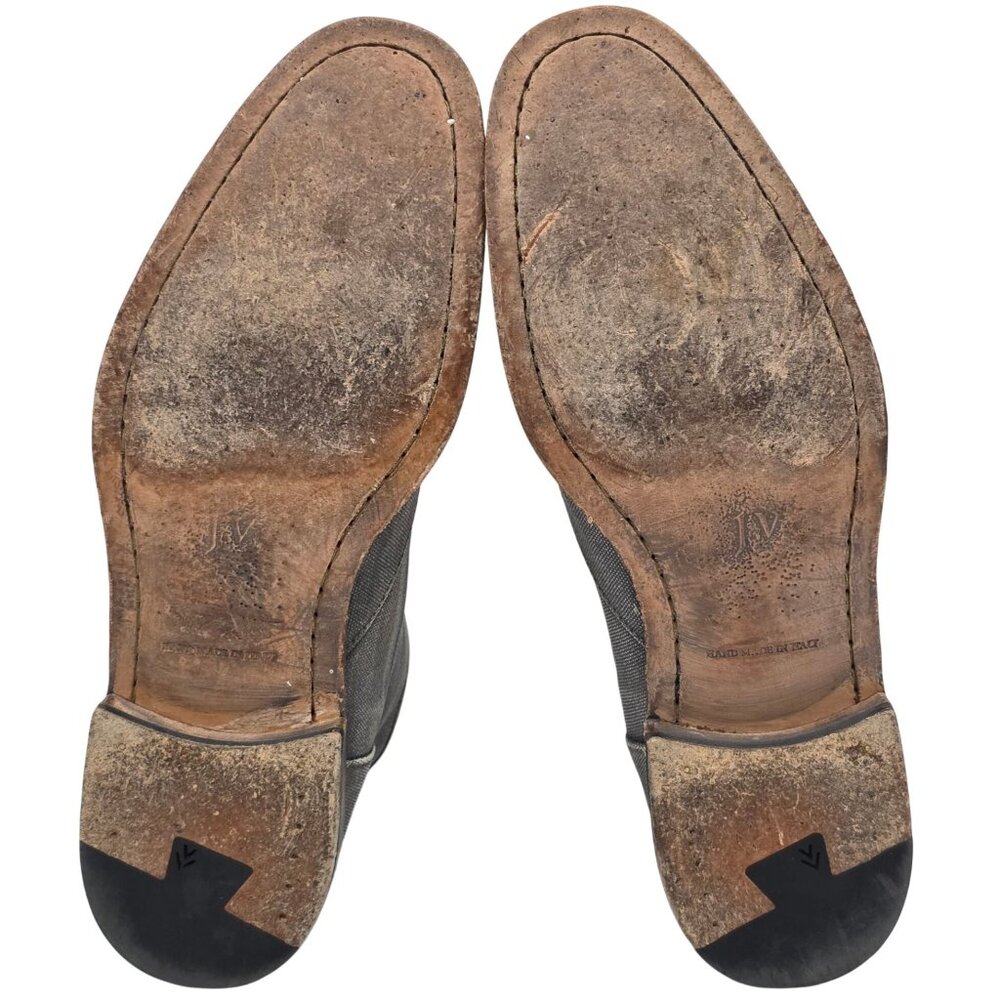 $698 John Varvatos Italy Fleetwood Mens 9 Distressed Gray Canvas Combat Boots - Picture 3 of 12